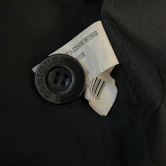 Desigual Patchwork Wool Blend Button Front Mini Skirt Size 40 Black Gray - Picture 8 of 11